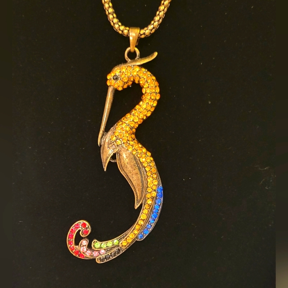 Exotic Bird Pendant Necklace